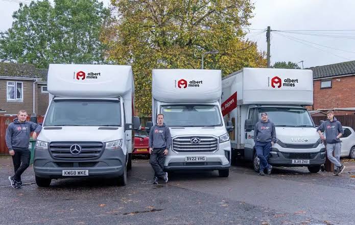 Albert Miles Removals branded removal vans and team in Wolverhampton