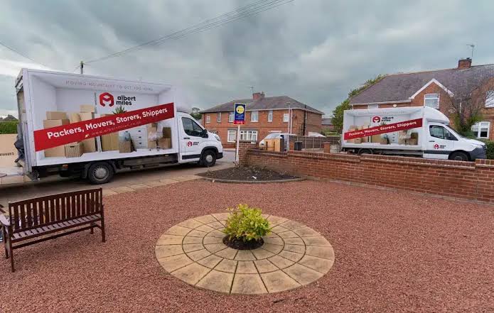 Albert Miles Removals vans on a house removal job